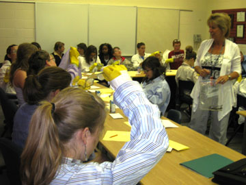 A LINKages training session Students training for intergenerational programs